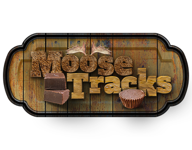 Moose Tracks wood sign that says moose tracks